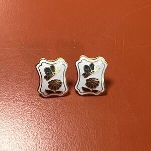 VINTAGE CLOISONNE BUTTERFLY  and FLOWER DAISY EARRINGS Granny core delicate
